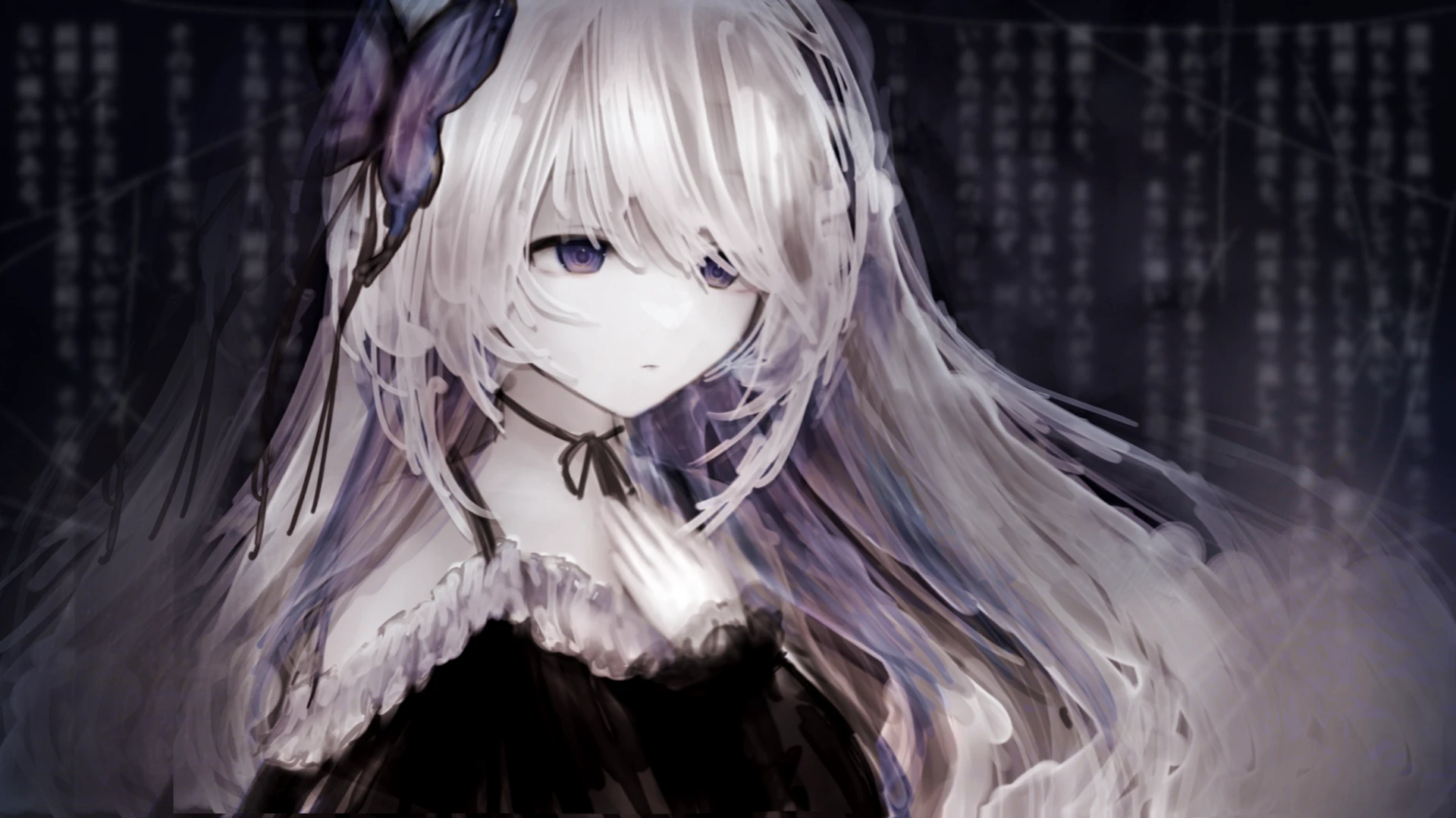 白髪の人物を描いたイラスト